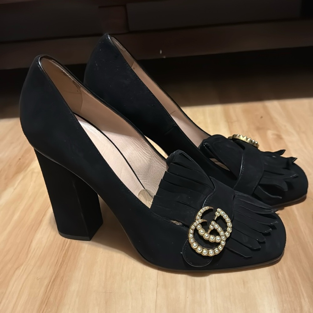 Gucci Shoes | Black Suede Gucci Loafers | Marmont Gucci Loafer